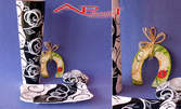 Ръчно рисуван керамичен комплект - ваза, плато, свещник и подкова