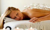 Регенериращ оздравителен масаж на гръб с био масла, плюс масаж с вендузи