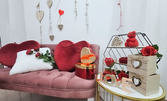 Фотосесия в студио с 3, 5 или 12 обработени кадъра и заснемане на тематичен декор "Св. Валентин"