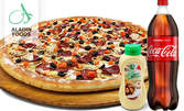 Фамилна пица Асорти 1800гр, сос Аладин 480мл, плюс 1.5л Кока Кола и безплатна доставка до адрес