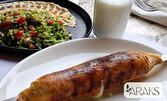 Специално сезонно предложение в ресторант Аракс: Интерпретация на Хачапури, приготвено на шиш върху жар, със салата Табуле и айрян - в Костинброд