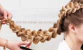 Терапия за коса с ампула и оформяне със сешоар в 1 стъпка, плюс подстригване или плитка