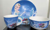 Детски порцеланов сервиз с Елза от "Замръзналото кралство" - чиния, чаша и купичка
