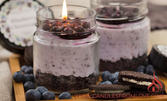 Уникална ръчно изработена свещ Blueberry Cheesecake Delight