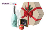 Подаръчна кутия "Белини": Bellini Cipriani с две чаши, бонбони La Feve и ароматна коледна свещ - с включена доставка