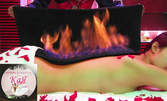 Огнен масаж на бедра и седалище, или релаксиращ масаж на цяло тяло с масло от маракуя, пъпеш или ягода