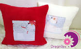 2 пухкави декоративни възглавнички със зимен мотив - в цвят по избор
