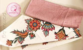 Луксозен комплект от хавлиена памучна кърпа за ръце и каре в цветен десен