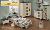 Комплект "Уди" за детска стая - трикрилен гардероб, легло и нощно шкафче