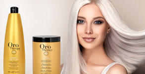 Италианска луксозна златна терапия за коса Oro Therapy 24k, плюс ампула с UV преса, подстригване и оформяне със сешоар
