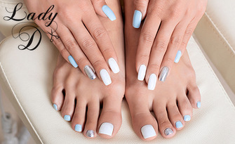 За нежна и стилна визия: Маникюр плюс 2 декорации или педикюр с гел лак, от Салон за красота Lady D