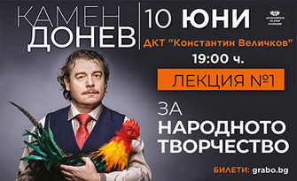 Камен Донев в спектакъла "За народното творчество - Лекция 1" на 10 Юни, в Драматично-куклен театър "Константин Величков" - Пазарджик
