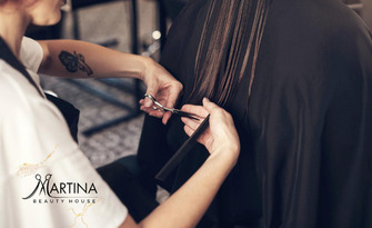 Японски брюлаж: Терапевтично подстригване на коса с японска ножица, плюс оформяне със сешоар, от Martina Beauty House