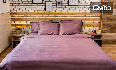 Луксозен спален комплект от памучен сатен с 6 части - десен по избор
