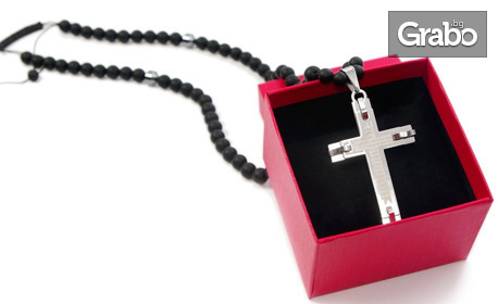 Подарък за Него: Ръчно изработено мъжко колие с кръст - в луксозна кутийка