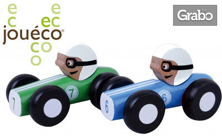 Чудесен коледен подарък за малчугана! Дървена състезателна ретро кола Jouéco - цвят по избор