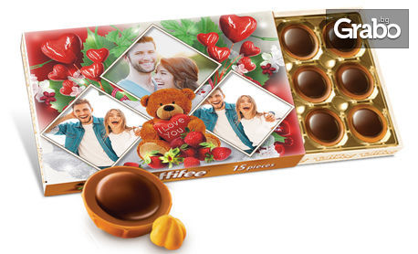 Кутия шоколадови бонбони Toffifee, с персонално послание и снимка на клиента