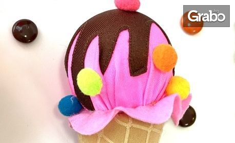 3 ръчно изработени текстилни играчки във формата на сладолед