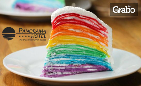 Детска пъстроцветна торта Rainbow - с фин сметанов крем и цветни блатове