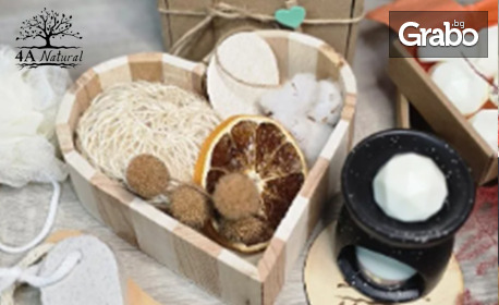 Подаръчен комплект за SPA комфорт "Енергия в мехурчета", плюс подарък - арома каминка и восъчни дражета с аромат на джинджифил, лимон и лимонена трева
