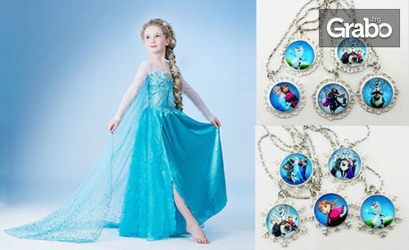 Детска рокля, корона и бутиков медальон на Елза от "Замръзналото кралство"