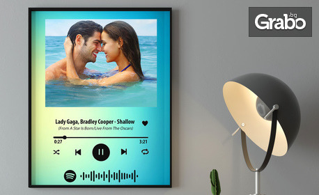 Spotify снимка с ваше изображение, надпис и уникален код, в размер по избор