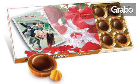 Кутия шоколадови бонбони Toffifee, с персонално послание и снимка на клиента