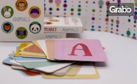 30 броя образователни карти English Alphabet "Animals" за деца от 4 до 10 години