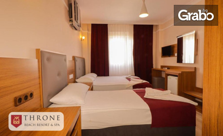 Почивка в Сиде през Септември: 7 нощувки на база All Inclusive в хотел Throne Beach Resort & Spa****, плюс самолетен транспорт