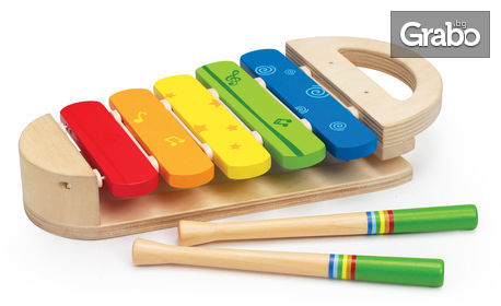 Детска дървена играчка Hape - многоцветен дървен ксилофон