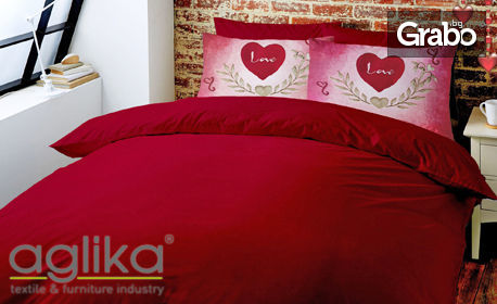 Луксозен спален комплект "Червено кадифе" от сатениран памук - размер по избор