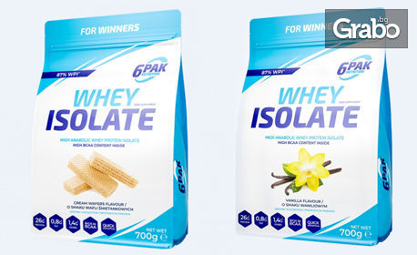 700гр протеин на прах Whey Isolate 6PAK Nutrition - с вкус на ванилия или вафла