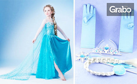 Детска рокля на принцеса Елза, чаша и 4 магически карти, или комплект аксесоари към роклята
