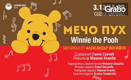 Мюзикълът за деца "Мечо Пух" на 3 Декември от 15:00ч, на Сцена Филиал, Варна