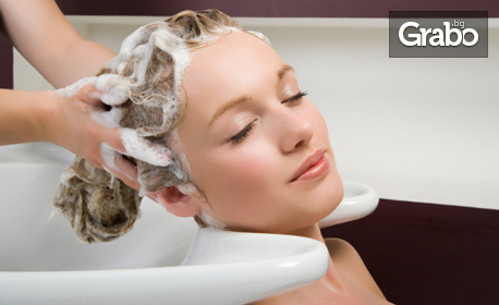 Кератинова терапия за коса с инфраред преса, плюс подстригване и прическа с преса или плитка