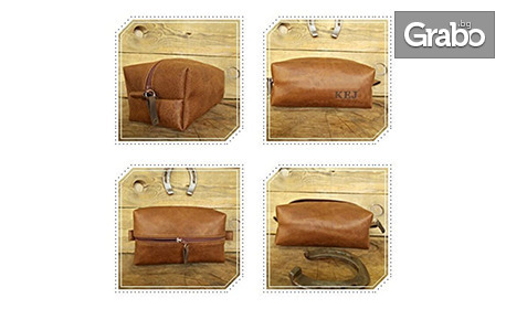 Стил и лично докосване! Персонализиран козметичен несесер от веган кожа с машинна бродерия - чудесен подарък за него и нея