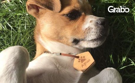 Дървен медальон за куче с персонализиран надпис
