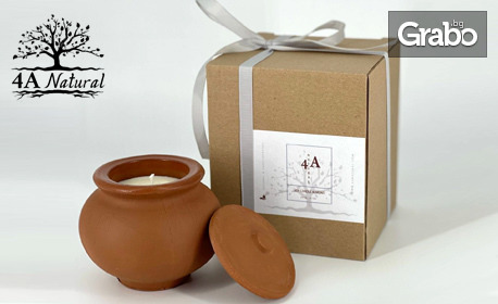 Ароматен подарък: соева свещ в керамично гърне с аромат на бадем, кокос или карамел