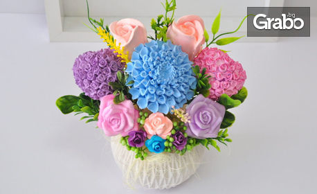 Декоративна чашка, кошничка или кашпа с ароматизирани гипсови цветя