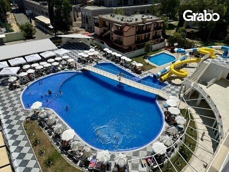 Ранна лятна почивка в Слънчев бряг: Нощувка на база All Inclusive Premium, плюс чадър и шезлонг на плажа, водна пързалка и паркинг